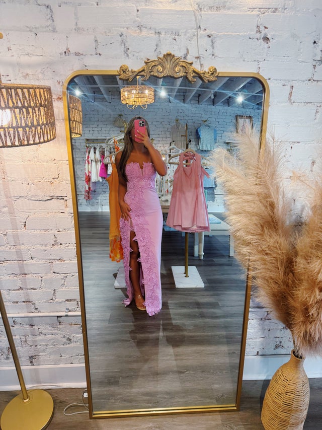 pink boutique dresses Pretty In Savannah is wearing the small. Pink Prom Dresses in Sparkly,